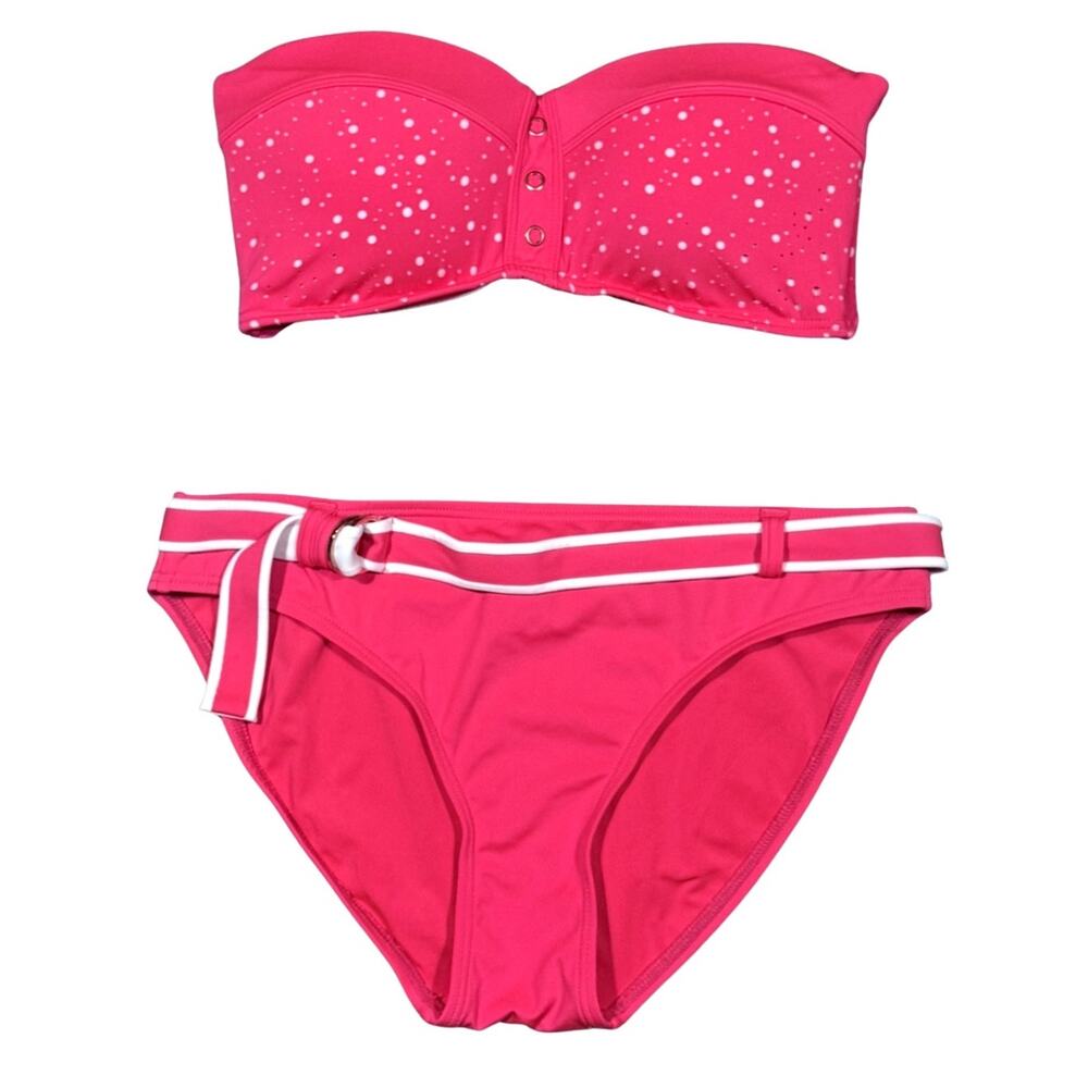 Swim Systems Bikini Set Swimsuit Size Medium Coral Pink & White